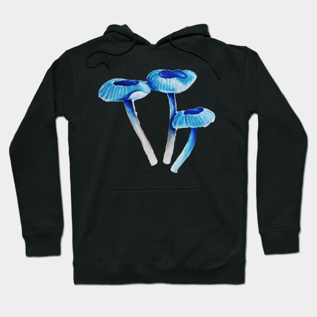 Watercolor Mushrooms in Blue Hoodie by LittleMissy